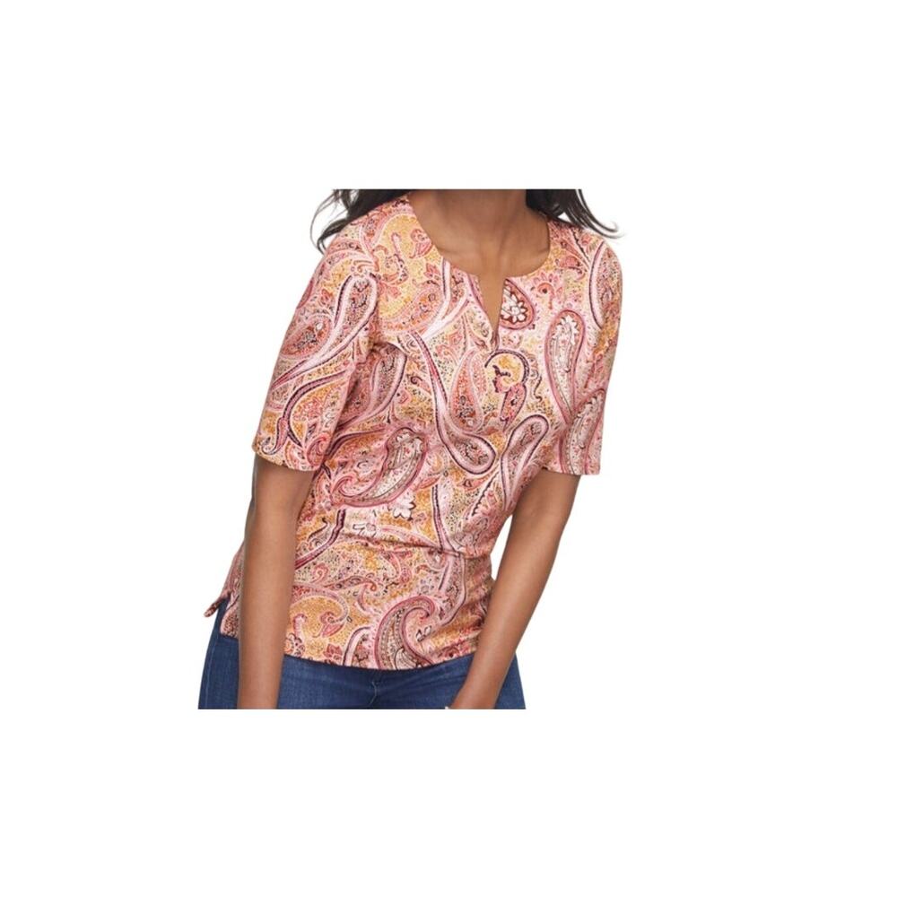 Talbots Tee Womens Split Neck Sprinkle Paisley El… - image 7